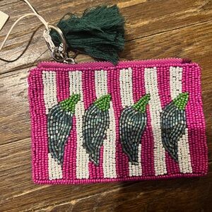 Beaded Pink and Green Clutch
